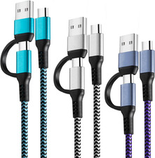 USB C to C Cable, 60W 3 Pack Fast Charging Cords 6ft QC  PD 2-in-1 USB-A/C to T