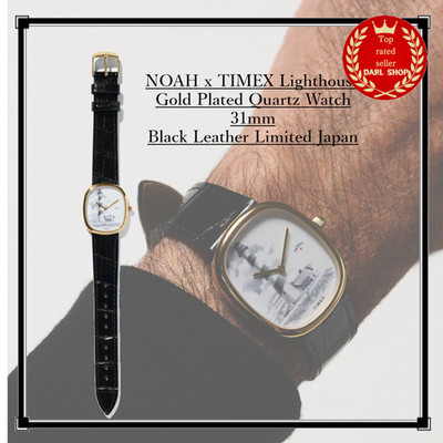 NOAH x TIMEX Lighthouse Gold Plated Quartz Watch 31mm Black Leather Limited JPN