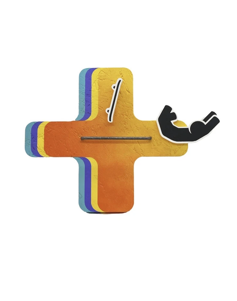 Escultura grabada en madera pintada a mano Pahnl 'Attempt #11', arte urbano moderno 2021 Foto 3 de 4