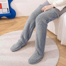 High Fuzzy Socks Over Knee Winter Leg Warmers Plush Slipper Sleeping Cozy Socks