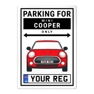 Personalisiertes Mini Cooper Parkplatzschild mit individueller Zulassung Geschenkideen