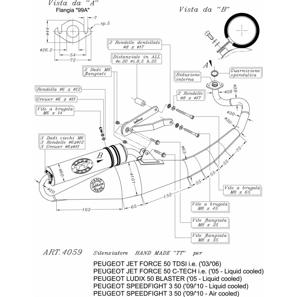 Complete Exhaust System Leovince HM Tt Alu Peugeot Ludix Blaster 50 2005 > 2006