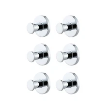  Modern Round Robe Hook in Chrome, 6 Pack