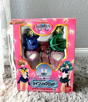 Sailor Moon Uranus & Neptune Twin Lip Rod Verwandlunsstab **BANDAI 1996** JAPAN