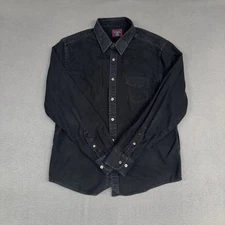 Untuckit Shirt Mens Large Black Sherwood Flannel Slim Fit Button Up Long Sleeve