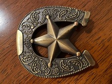 Western Star Lucky Horseshoe Horse Shoe Metal Unisex Men  s/Women's Belt Buckle