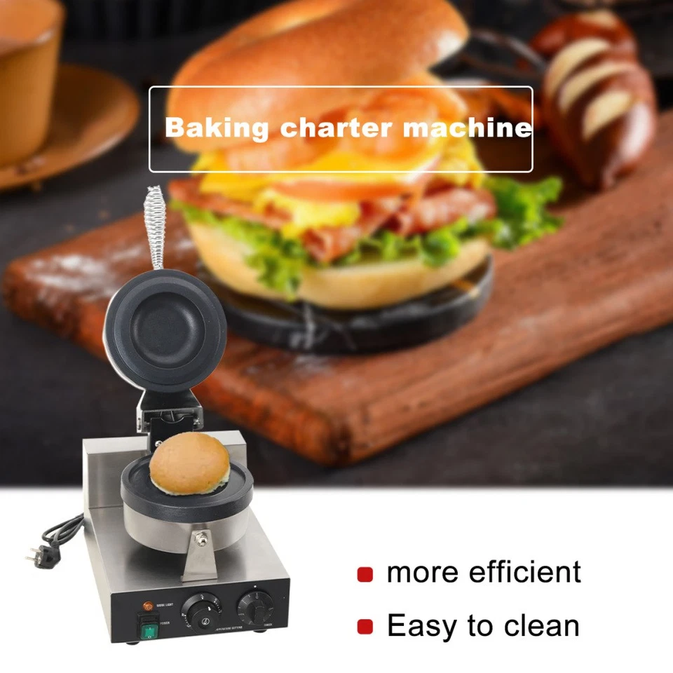 1200W Hamburger Maker 220V Ice Cream Waffle Maker Burger Machine Press Baking - Image 2 of 4