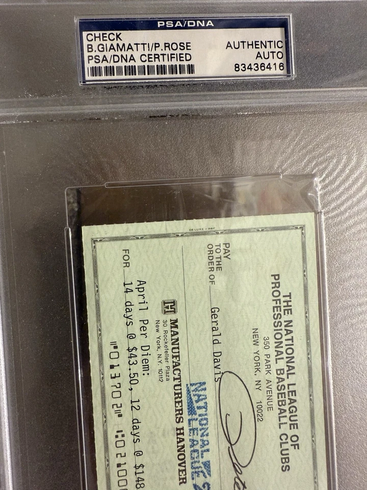 Bart Giamatti & Pete Rose Doble Firmado Autografiado Cancelado Cheque PSA ADN Foto 4 de 4