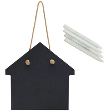 2 Rustic Farmhouse Hanging Chalkboard Signs with 4 Chalk Sticks (6 Piece Set)