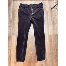 Anthropologie Pilcro High Rise Skinny Corduroy Pants Navy Blue 26P Button Fly