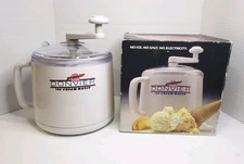 Vintage Donvier Premier Hand Crank Ice Cream Maker No Electric White 1 Qt Japan 