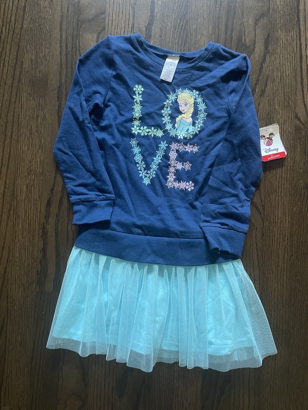 Disney Girls Frozen Elsa. Blue & light blue. Long Sleeve Dress Size 6