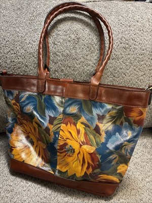 New~Patricia Nash Convertible Leather Mallory Tote Marigold Harvest