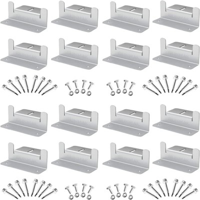 16 Units per Set Solar Panel Mounting Z Brackets, Silver, White 