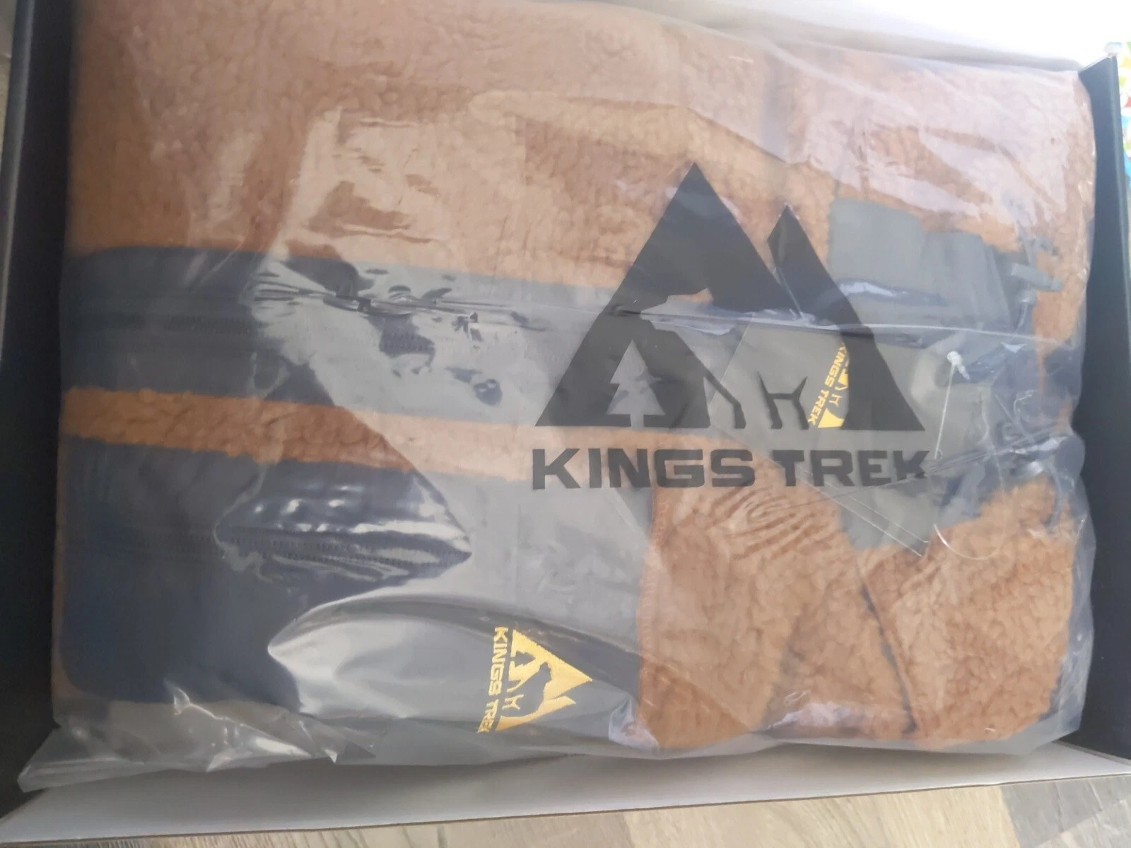 Kings Trek Heated Fleece Jacket for Men's Medium, Windproof Sherpa, Brown Color