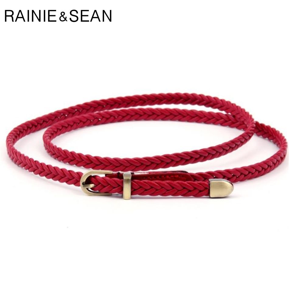 Braided Leather Thin Strap Belts Women Fashion Garment Apparel