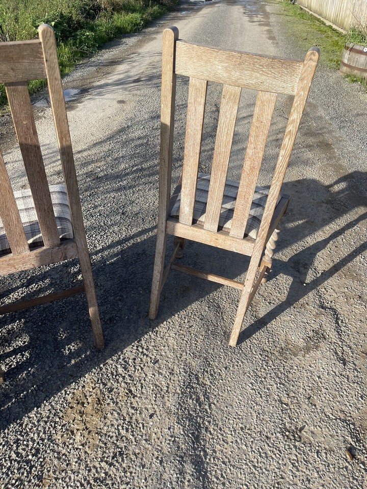 4 x Vintage Antique Farmhouse Limed Oak Kitchen Dining Chairs eBay
