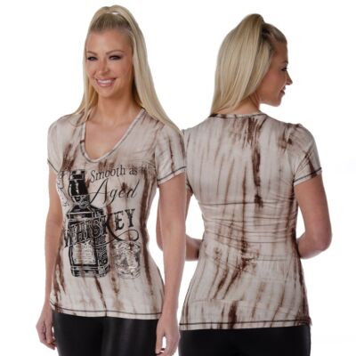 Smooth As Aged Whiskey Ladies USA Made Bling Shirt - 7020