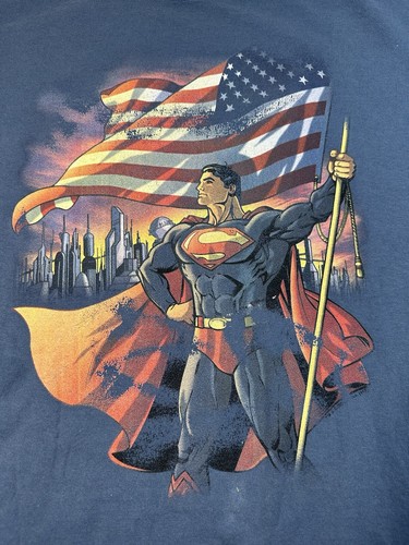Vintage Y2K Superman Graphic Tshirt Fruit Of The Loom Tag Sz XL Fits Large-FADED