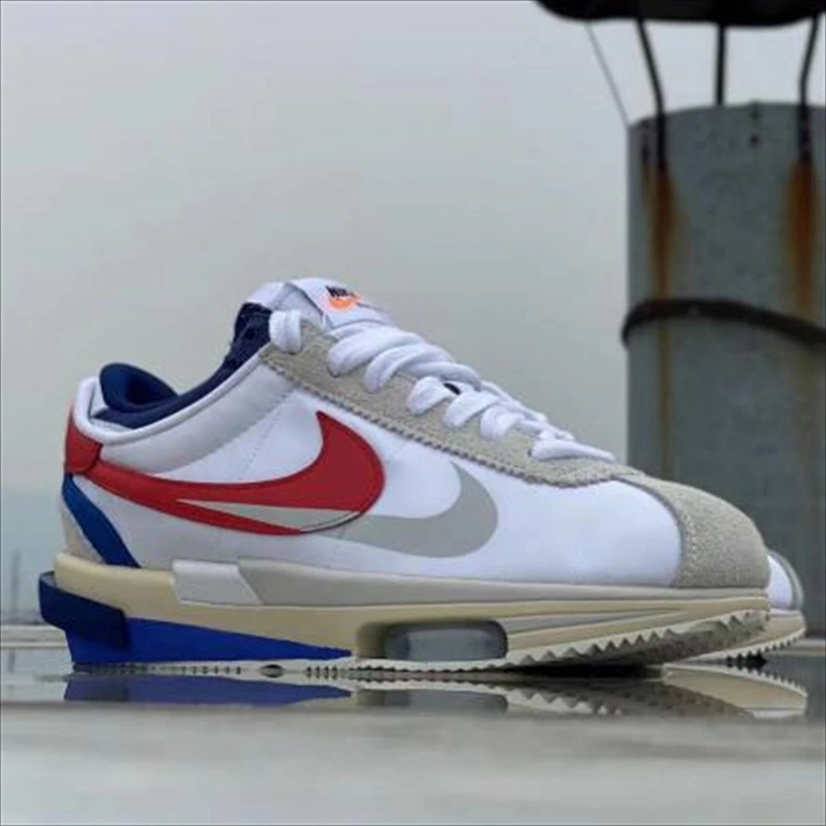 SACAI NIKE ZOOM CORTEZ White and University Red DQ0581-100 US 10