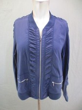 CHICO'S ZENERGY Size 1 Womens Blue Zip Pocket Full Zip Ruched Front Jacket 910