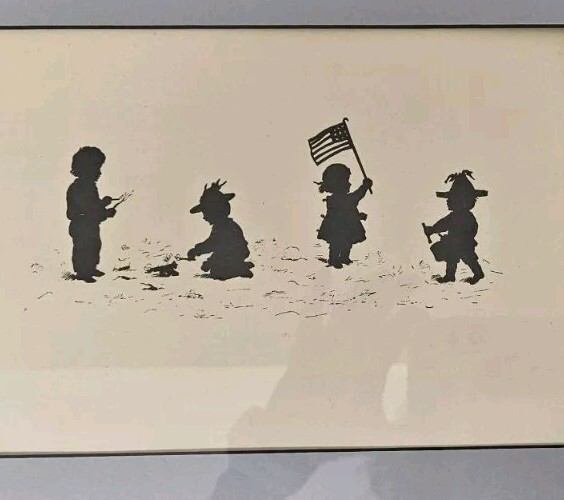 Helen Hinds Silhouettes Children Poems Scenes Set Of 3 Framed 12x9 1876 Nursery 