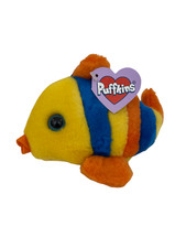 Vintage Puffkins Jules Striped Fish 4 1/2" Swibco Plush Stuffed Animal NEW