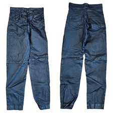 Vintage Womens Size 4 Black Italian Leather Pants High Waist Ankle Inseam 27.5