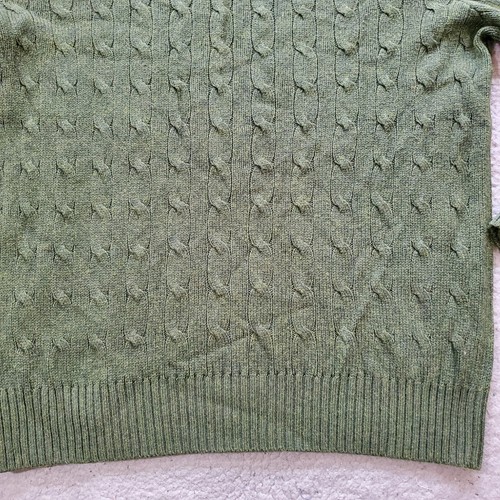 Vintage Polo Ralph Lauren Sweater Mens Large Green Tussah Silk Cable Knit V Neck - Picture 9 of 18