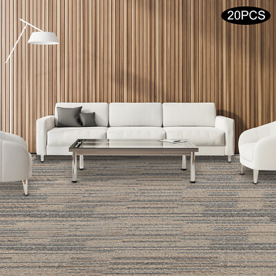 20 Pcs Modern Interlocking Square Carpets - Light Grey Floor Tiles