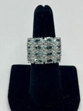 925 Blue CZ Cluster Cocktail Ring 0452