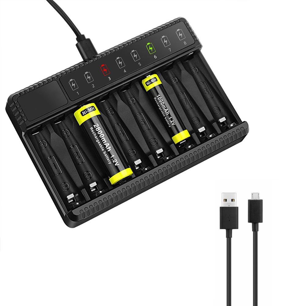 Universal Akku Ladegerät Für AA AAA C D – Kompatibel Mit Li-Ion, Ni-MH, Ni-Cd & USB-Batterien