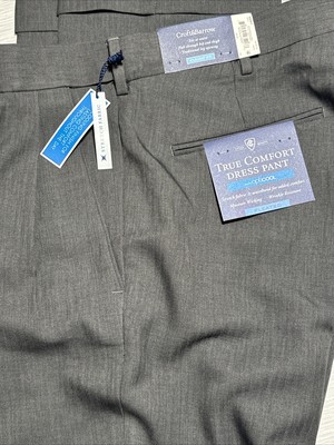 MENS CROFT & BARROW 32 32 CLASSIC FIT CHARCOAL GRAY OPTICOOL DRESS PANTS 116