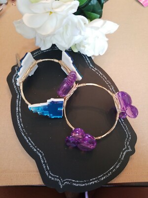 DISNEY Bangle Bracelets: purple MICKEY MOUSE & blue CINDERELLA Castle UNIQUE HTF