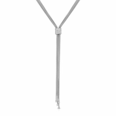 Diamond Lariat Necklace Phillip Gavriel Designer Multi Strand Popcorn Chain 18''