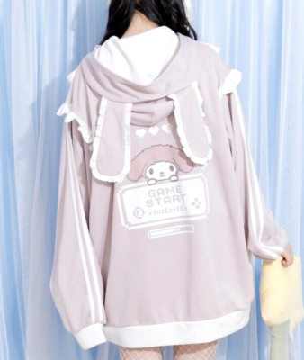 Sanrio My Melody Jersey Hoodie with Ears & Frills Japanese M size Gaming Design