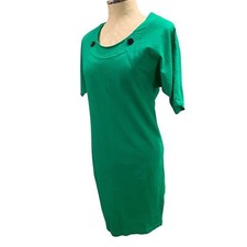 Size 10 Kneat Knits Vintage 1980s Shift Dress Short Sleeve Green