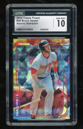 2014 Topps Finest #48 Bryce Harper 3/5 Atomic Refractor CGC 10 Gem Mint