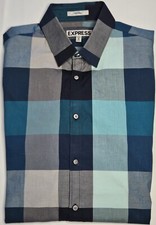 Mens Express Long Sleeve Plaid Button Up Shirt Size Medium 15 15 1/2 - NICE