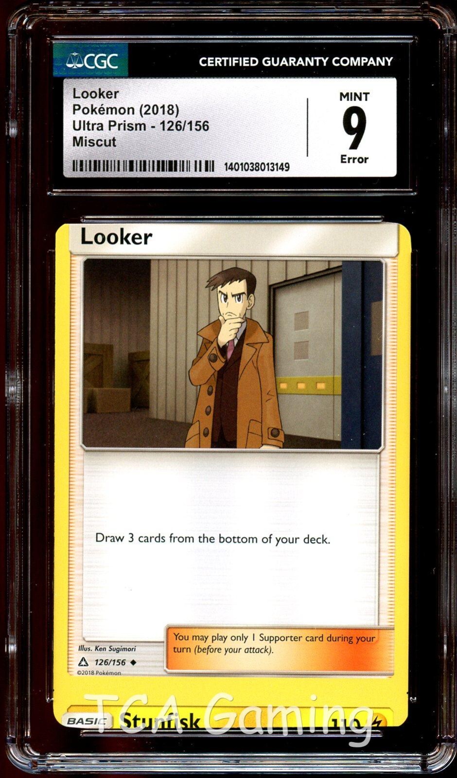 CGC 9 MINT Looker 126/156 ERROR MISCUT Ultra Prism Pokemon Card 149