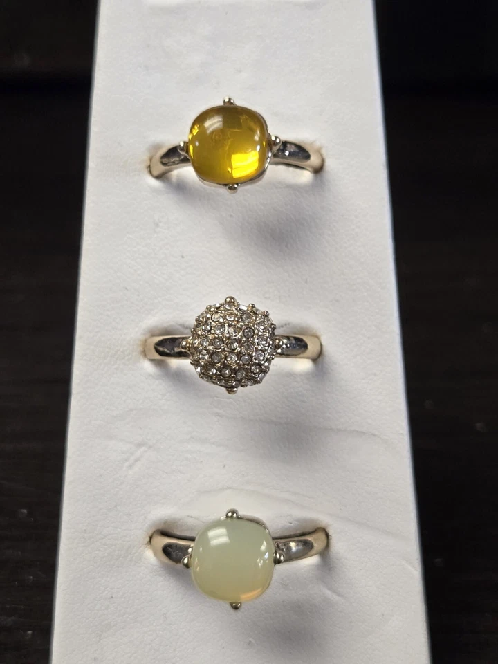 Avon Gold Tone 3 Yellow Stackable Cocktail Rings Size 10 - Image 2 of 4