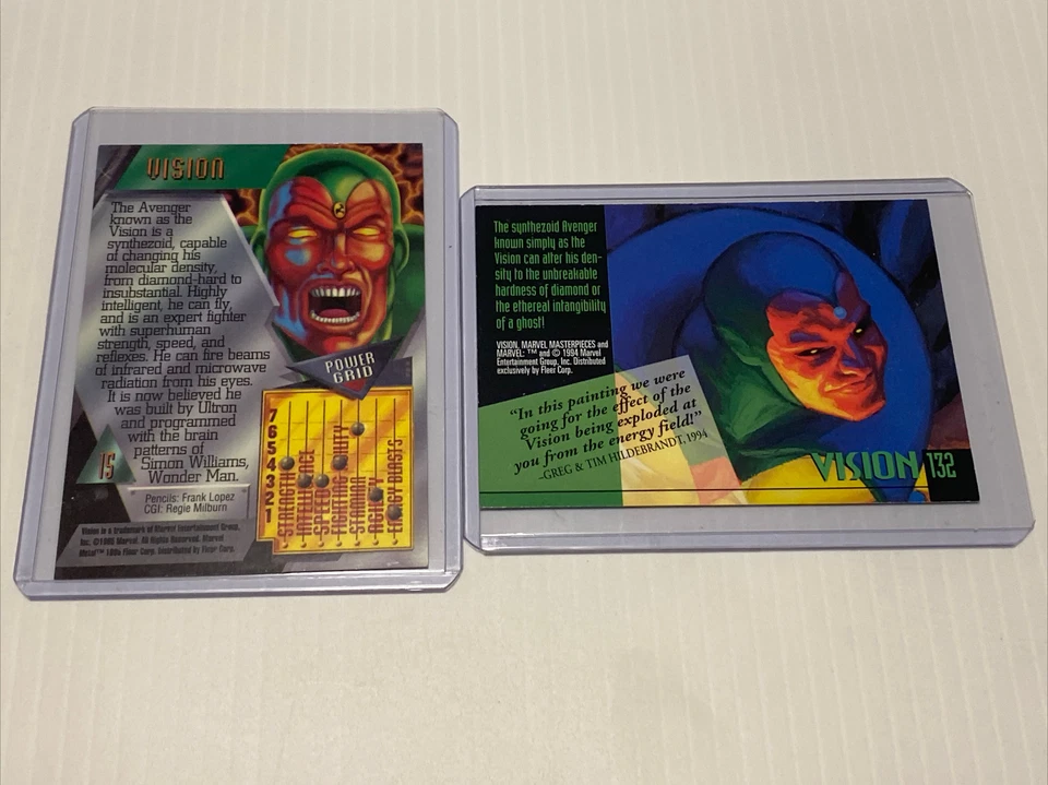 “VISION” 94 OBRAS MAESTRAS DE MARVEL/95 Marvel Metal Fleer/con figura🔥🔥 Foto 4 de 4