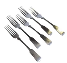 FIVE Towle HAMMERSMITH Satin Dinner Forks 7” 18/8 Stainless Germany