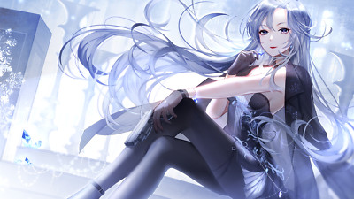 Anime girls original characters dress gloves pantyhose playmat gaming mat