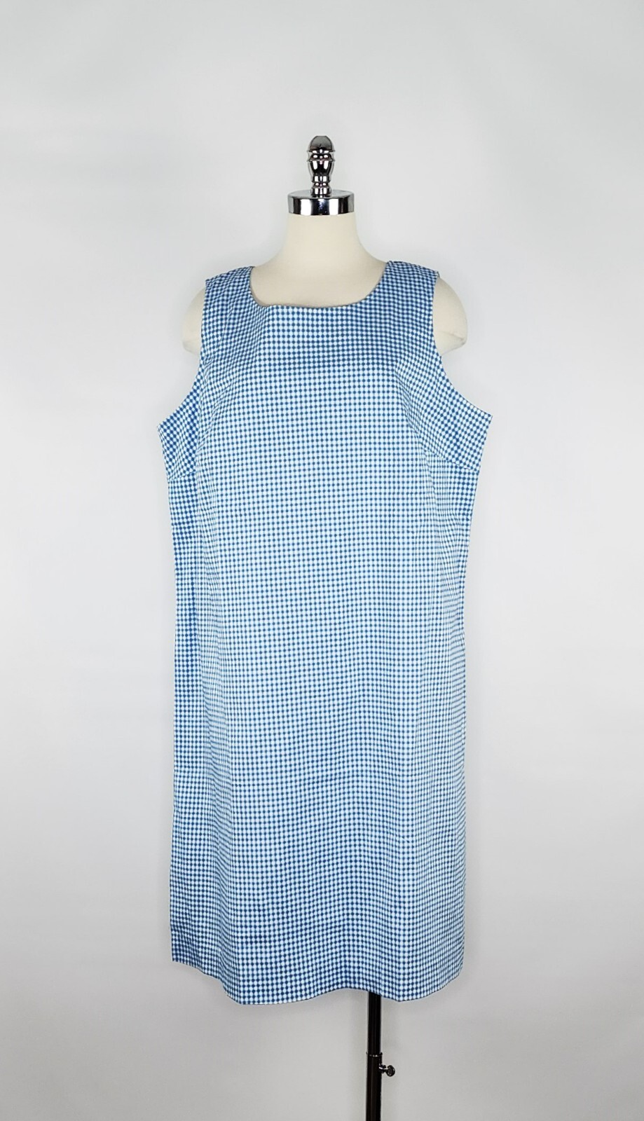JG Hook Blue Check Pattern Sleeveless Rear Zip Sheath Dress Women's 22W