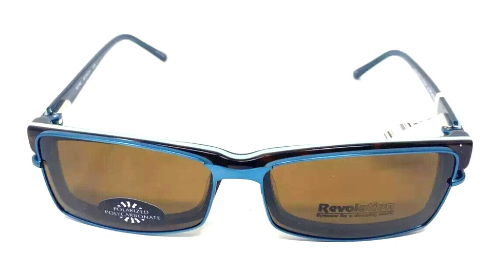 REVOLUTION EYEWEAR REV762 49-16-135 TEAL BROWN POLARIZED CLIP SUNGLASSES - Image 2 of 4