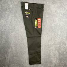 Dickies Mens 30x30 Work Pants Green Slim Fit Tapered Leg Flex Twill Slacks