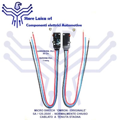 Microinterruttore Omron D2VW-5L2-1M – 5A 125-250V NC Stagno Normalmente Chiuso Con Leva – Giappone