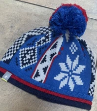 Smartwool Kids Snowflake Beanie Blue White Red 18022  Youth sz L / XL