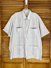Traditional Guayabera Short Sleeve Shirt My Cuban Store Sz XL Gray 4 Pocket